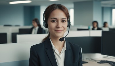 Smiling customer service representative
