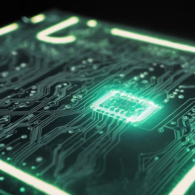 Green glowing circuit board
