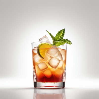 Iced tea with lime and mint