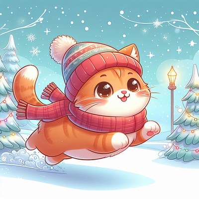 Cat in winter wonderland