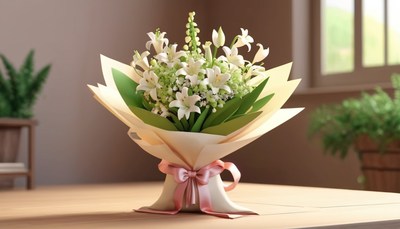White lily bouquet on table