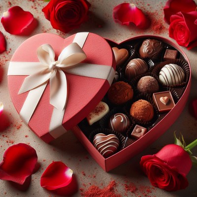Heart-shaped chocolate box with roses