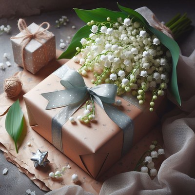Gift wrapped with lily of the valley