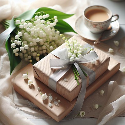 Lily of the valley gift with coffee