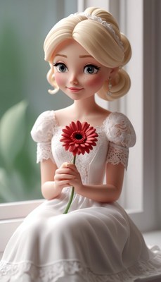 Bride doll holding flower