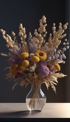 Dried flower arrangement in vase