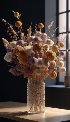 Dried flower arrangement in vase