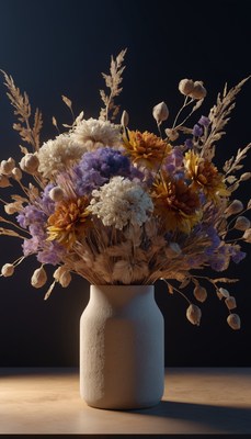 Dried flower arrangement in vase