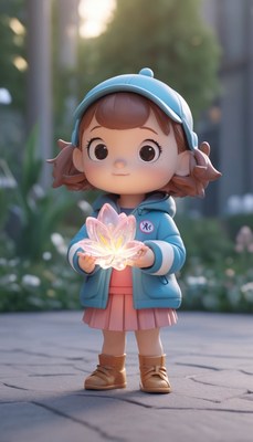 Girl holding glowing flower