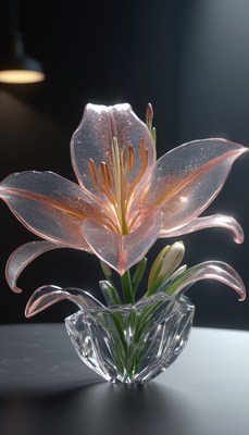 Glass lily in vase