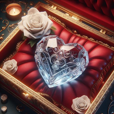 Crystal heart in ornate box