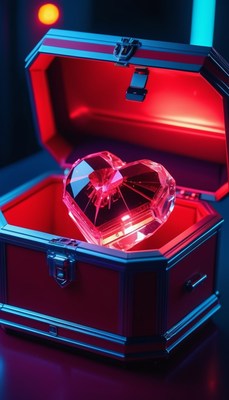 Red heart in open treasure chest