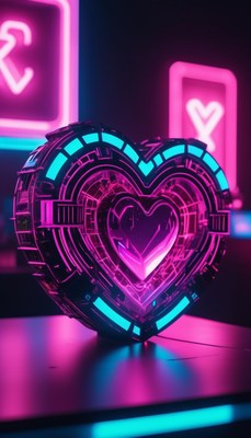 Neon heart sculpture