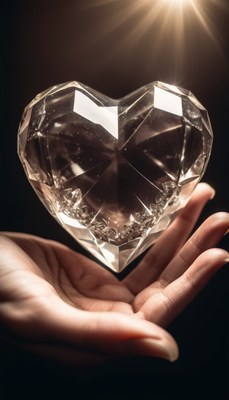 Crystal heart in hand