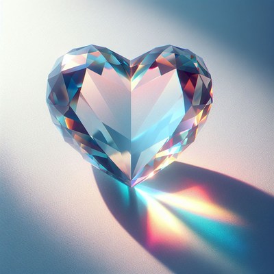 Heart-shaped diamond in light
