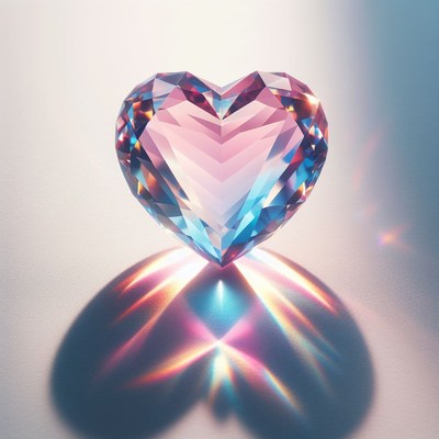 Heart-shaped crystal on white background