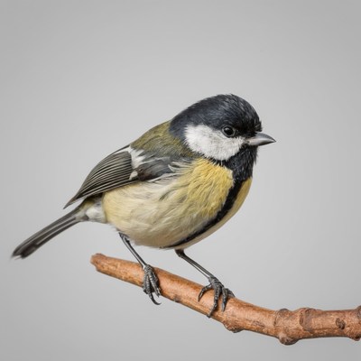 Great tit perched on a branch