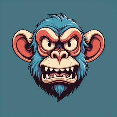 Angry blue monkey illustration