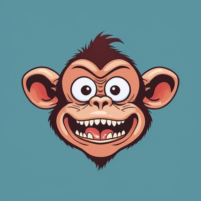 Smiling cartoon monkey head