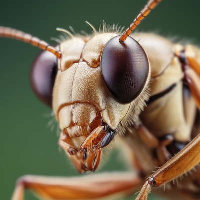 Close-up of a wasp's face