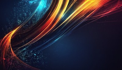 Abstract orange and blue lines on black background