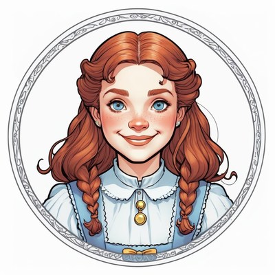 Young girl with braids in a circular frame