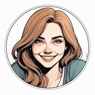 Smiling woman with brown hair in circle