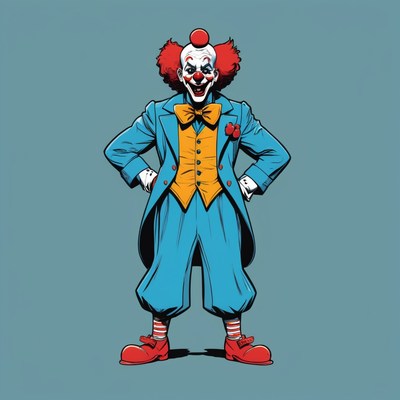 Smiling clown in suit