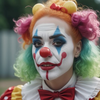 Woman in clown makeup