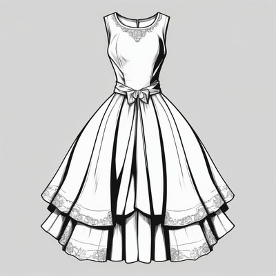 Vintage sleeveless dress illustration