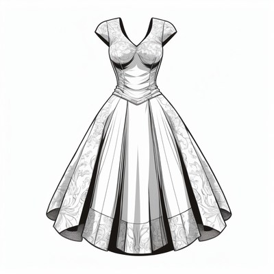 Black and white dress illustration