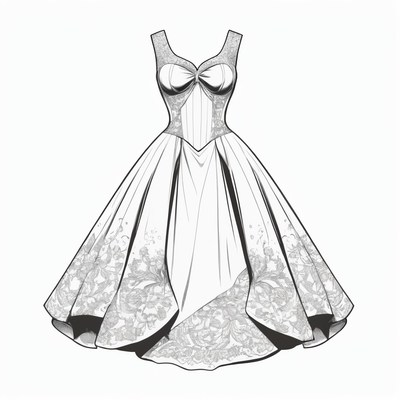 Lace wedding dress sketch