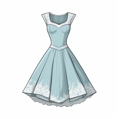 Blue lace dress illustration