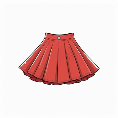Red pleated skirt illustration