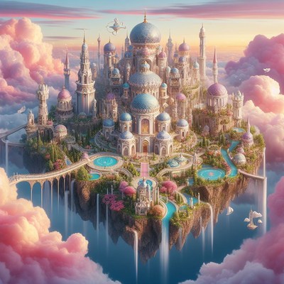 Floating city in the clouds