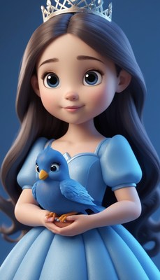 Princess holding blue bird