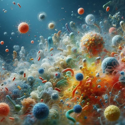 Colorful microbe explosion
