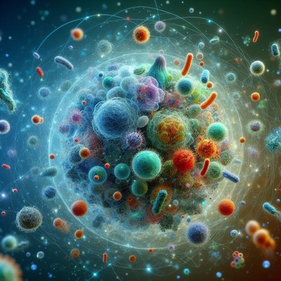 Colorful microorganisms in a sphere