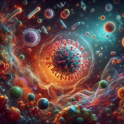 Colorful illustration of a virus