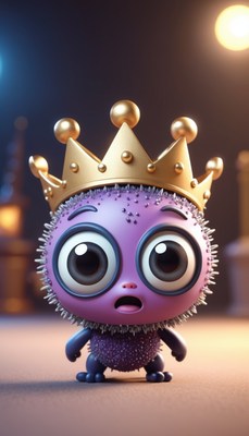 Purple spiky creature with gold crown