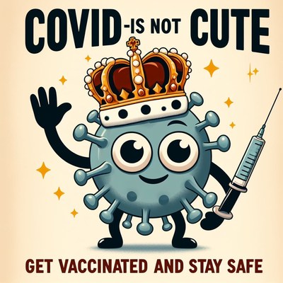 Covid-19 cartoon illustration with crown