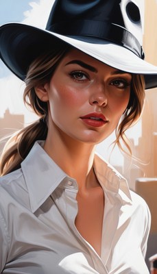 Woman in white shirt and hat