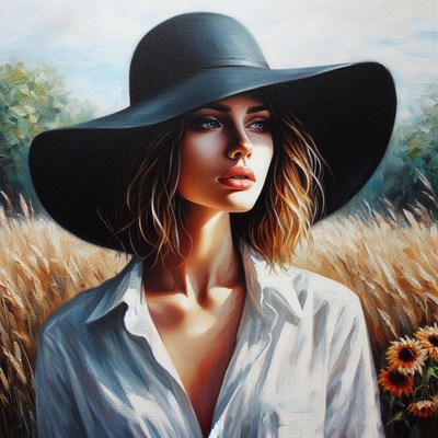 Woman in wide-brimmed hat
