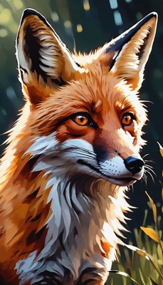 Red fox portrait in sunlight