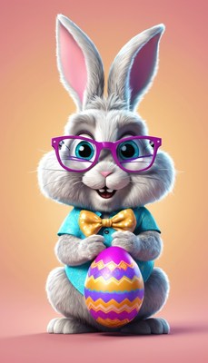Easter bunny holding egg