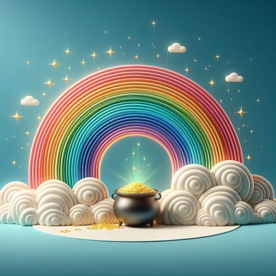 Pot of gold under rainbow