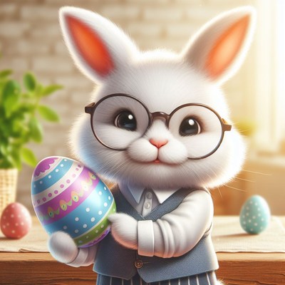 Bunny holding easter egg