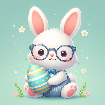 Easter bunny holding egg