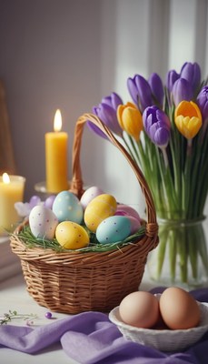 Easter eggs and crocuses