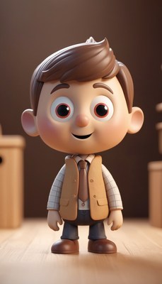Smiling cartoon boy in vest